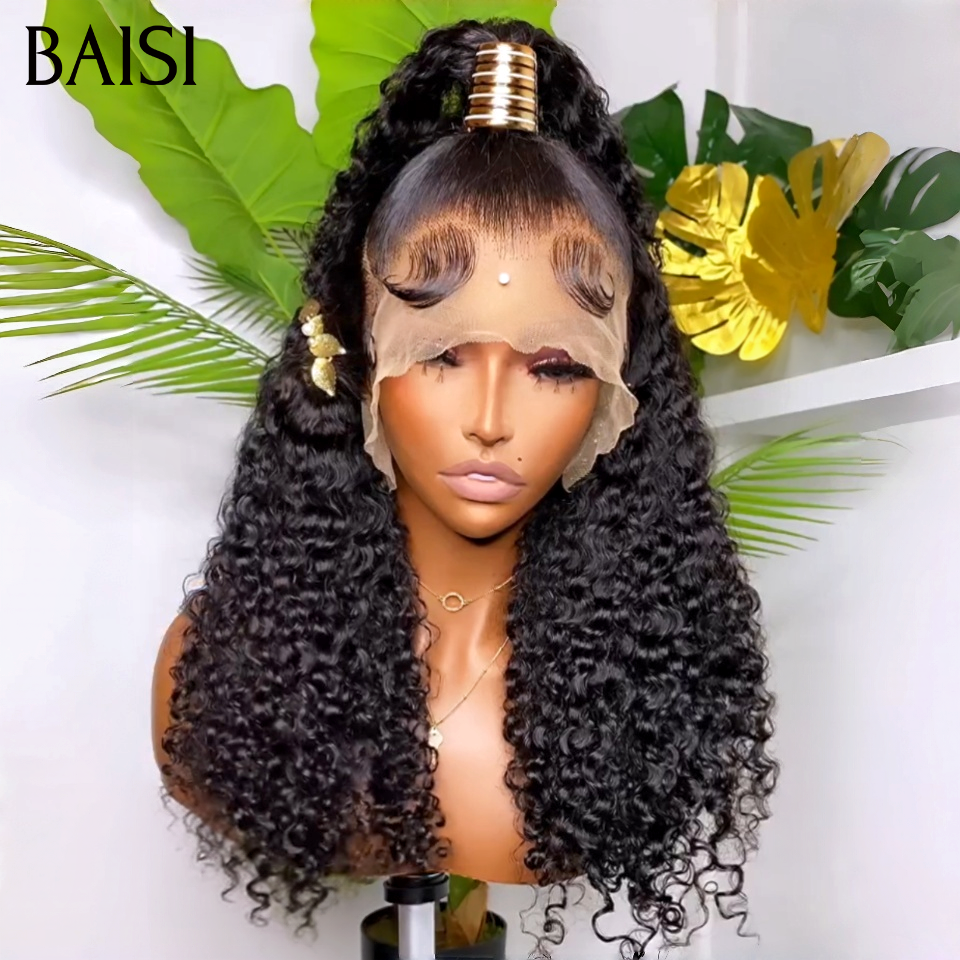 BAISI 13x4 lace Perruque Coiffée Longue Curly Noir 1B# De Luxe Coiffure Classe  en  100% Vietnam Hair ou 100% Raw Hair Top Qualité