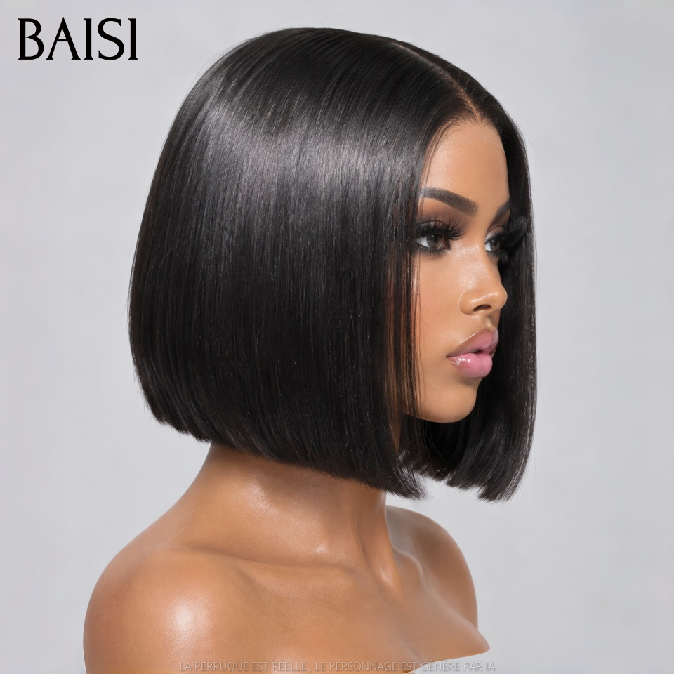 BAISI Lot de 2 Perruques bob Lisse Noir Vietnam Hair 8 pouces 135€ Seulement Avec et Sans Frange 100% Vietnam Hair de Qualtié  en 100% vrais cheveux humains