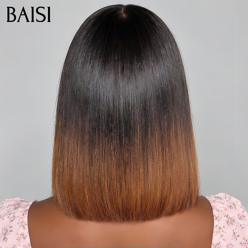 BAISI 4X4 Perruque Bob Lisse En Miel 1B/#4 Pré-plucked Pas Besoin de Colle en 100% Raw Hair Lace déjà couper
