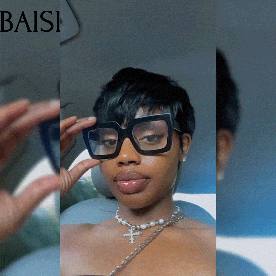 Pelucas BAISI, envío gratis en Europa, gran promoción, llegada, corte pixie, máquina hecha sin pegamento, sin encaje, en 100% cabello humano #026