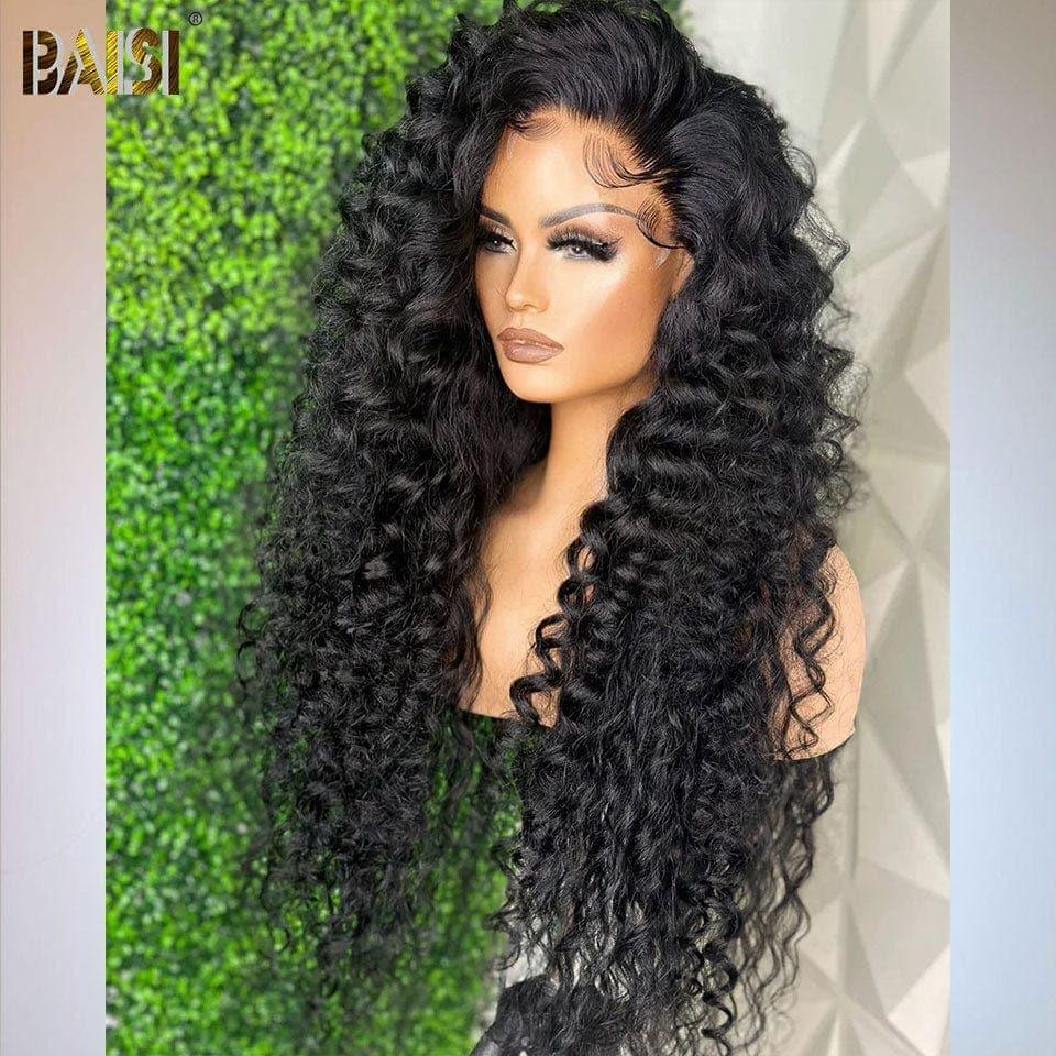 BAISI peluca 13x4 pelucas delanteras de encaje 100% cabello humano recto rizado 250% densidad