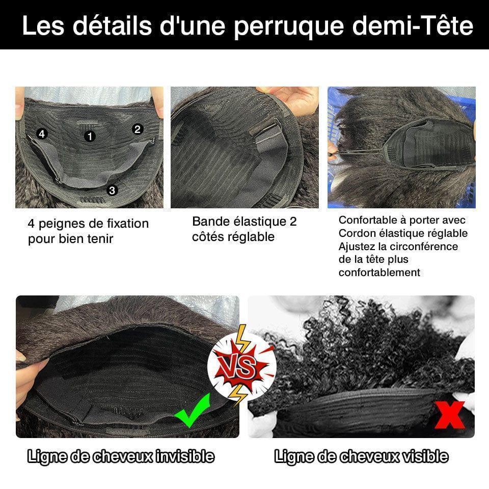 BAISI Perruque demi tête clips hair extension 20 Pouce 179€ Vietnam Hair 300% densité En Couleur Noir Afro Curly  en 100% cheveux humains