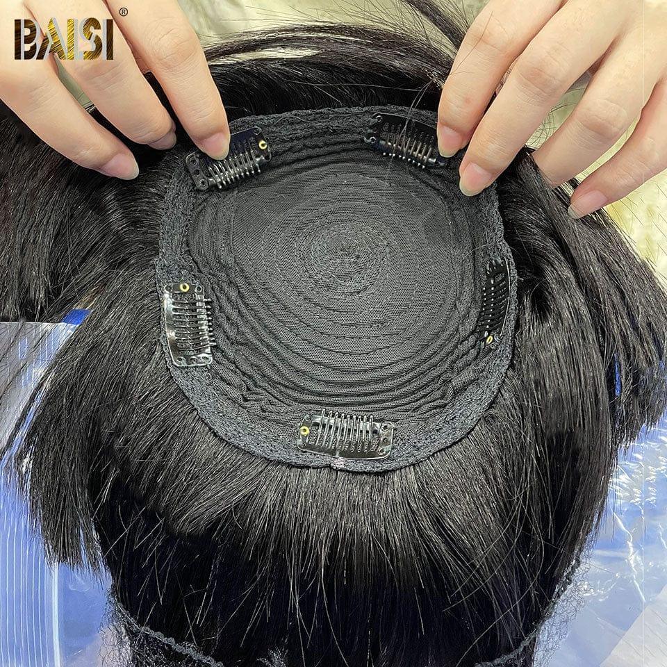 BAISI Demi-perruque Lisse Topper cheveux partiel personnalisé en Couleur 1BT30-350#（ c'est pas une perruque entière )