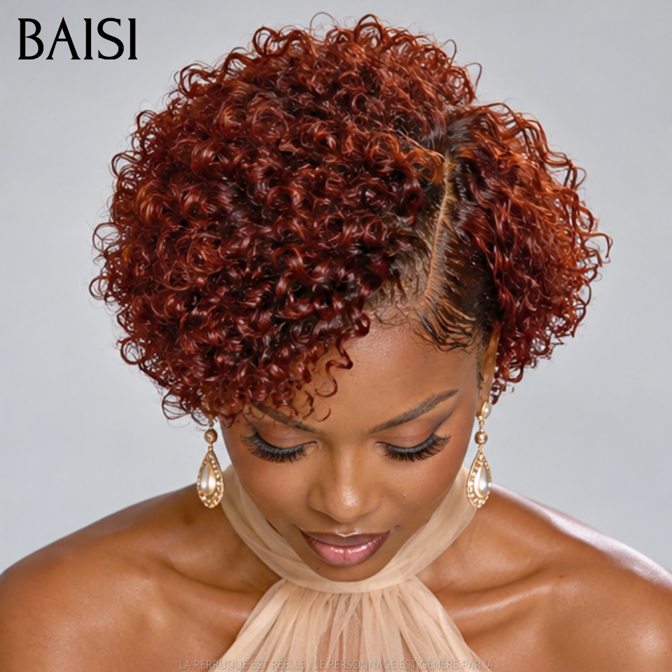 BAISI Perruque 13x4 Curly  8 pouce 79€ en Couleur #350 Top Modèle en 100% Cheveux humains