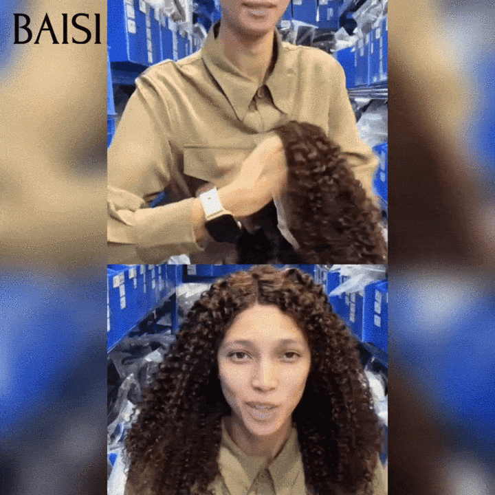 BAISI vente en promotion Lace frontal Perruque 13*4 Curly wave Marron 4# promo 20 pouces 129€ 100% Cheveux Humains