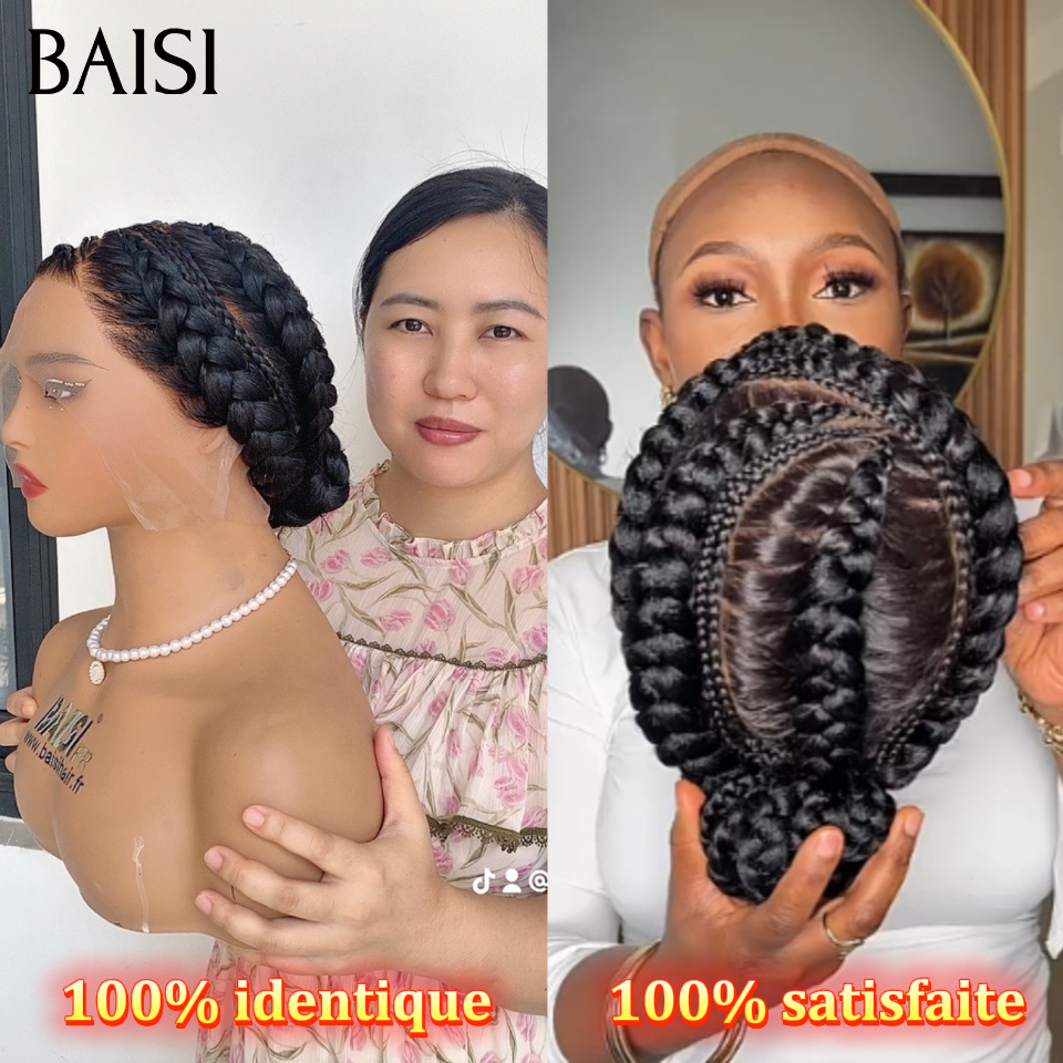 Perruque 100% identique coiffée Chignon de nattes lisse 10 pouce 199€  NOIR en 100% Cheveux Humains