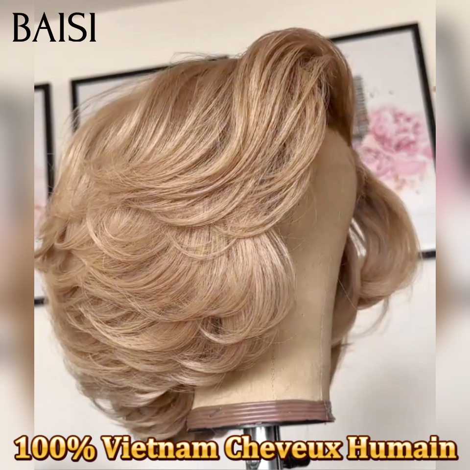 BAISI 13x4 lace frontal Perruque  custom-made 109€ en 8 pouces couleur comme la photo 100% Vietnam Cheveux Humain