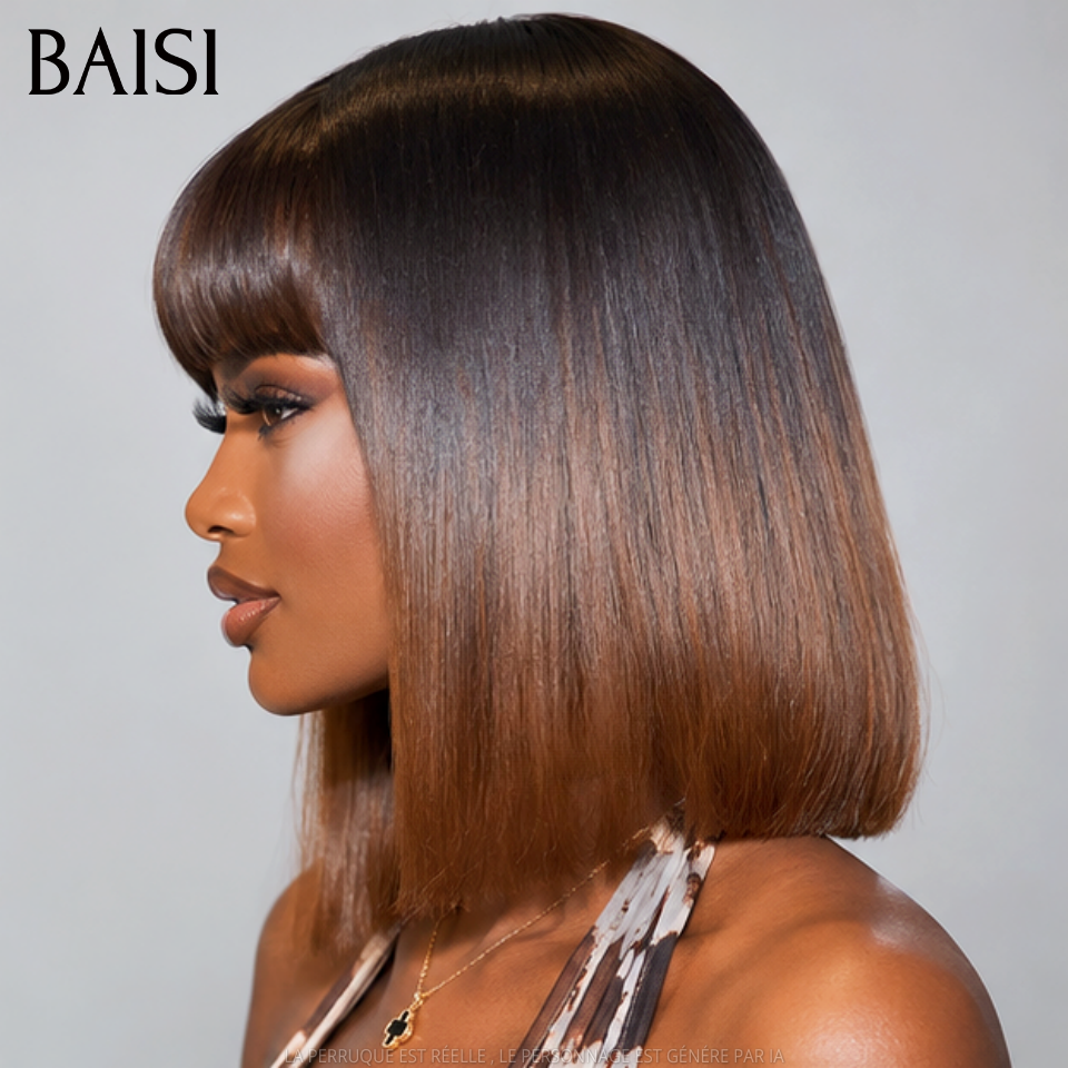 BAISI 13x4 Peruca Lace Crépus Kinky Straight Já penteada como na foto Cor Preto 1B# 20 Polegadas 148€ Beleza Incomparável em 100% cabelo humano