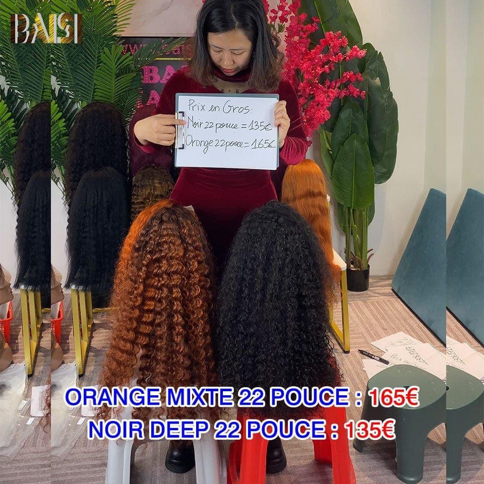 BAISI Achetez 2 perruques minimum au prix d'usine fournisseur 13x4 Lace Frontal Perruque egg wave 12 Pouces Deep Wave en Noir plus Orange Mixte en 100% Cheveux Humains
