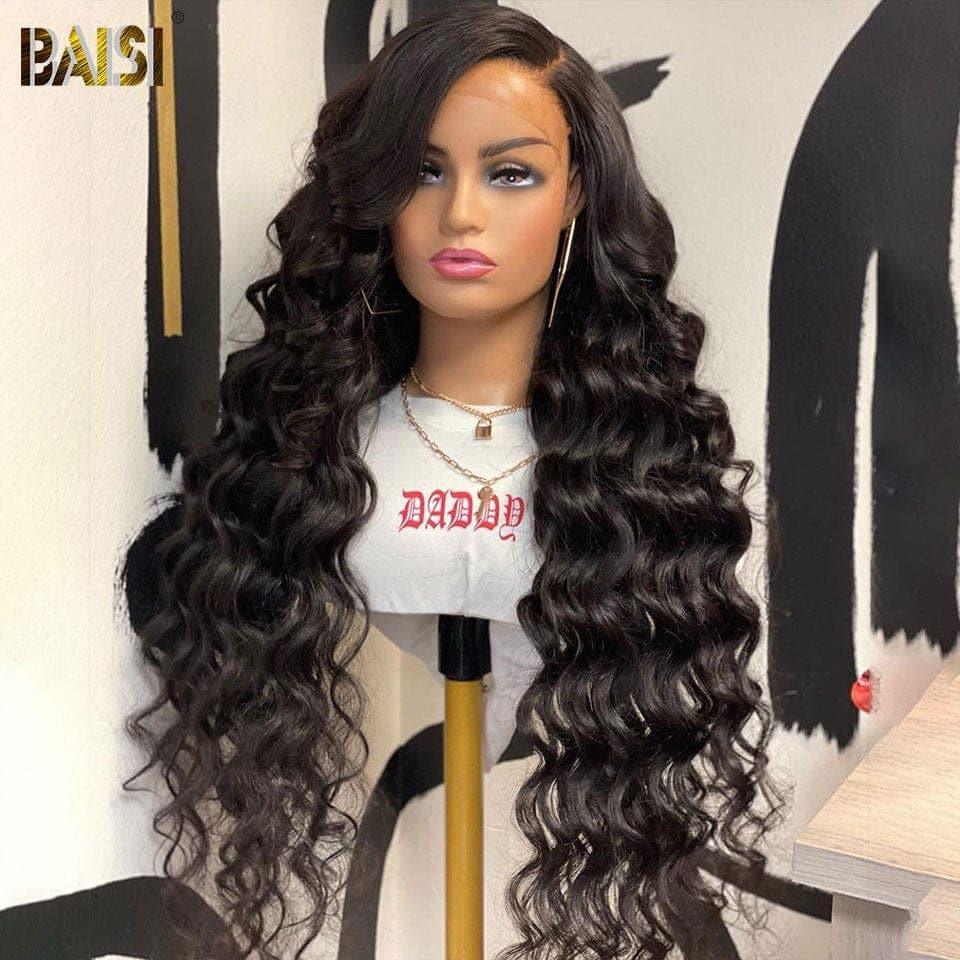 BAISI peluca 13x4 pelucas delanteras de encaje 100% cabello humano recto rizado 250% densidad