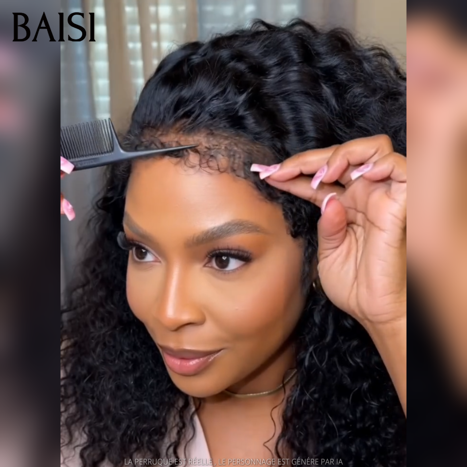 BAISI 360 Lace Perruque Curly Wave Couleur Noir 1B# 18pouces 199€ Haut de Gamme Pour Femme Noire en 100% Cheveux humains
