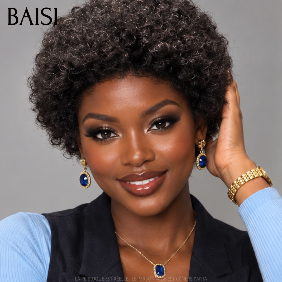 BAISI Pixie Afro Curly Lace 13x4 Frontal  65€ ou Lace Frontal HD + 4C 95€ En 100% Vrais Cheveux Humains