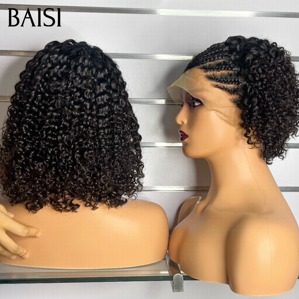 BAISI 13x4 Lace Perruque Nattes Croisées Deja Prête A Porter 100% identique Noir 1B# en 100% Cheveux humains