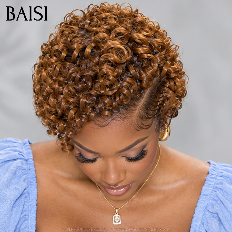 BAISI 13x4 Lace Perruque Pixie Courte Wave 109€ en Couleur Marron 4/30# Fabuleuse en 100% cheveux humains