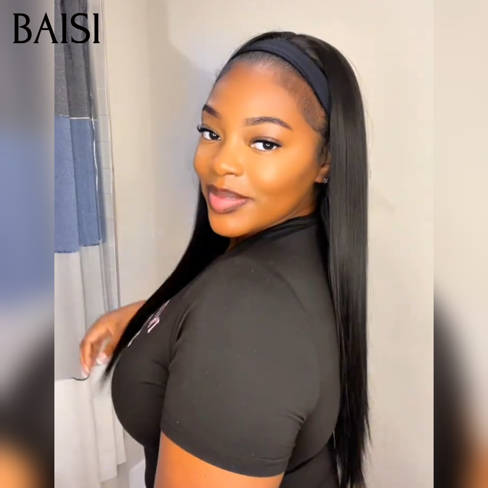 BAISI Perruque Bandeau Lisse SDD bone straight 100% Vietnam hair sans Colle Pratique Installation en 100% Cheveux Humains