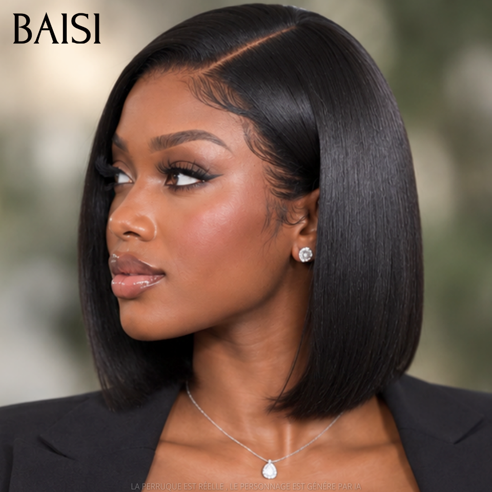BAISI 100% Vietnam Hair 5x5 Lace Perruque Bob Lisse 8Pouces 99€ SDD Couleur Noir 1B# Meilleure Qualité Prix Abordable en 100% Cheveux humains