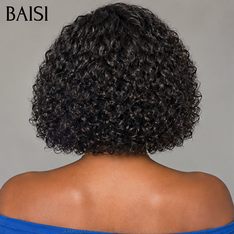 BAISI 13x4 lace frontal bob afro curl Perruque Natural 10 pouces en 100% Cheveux Humains