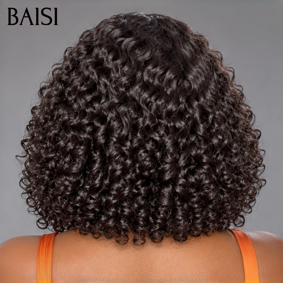 BAISI Perruque BOB Curly wave avec closure 8 pouce 89€ 250% densité en 100% Cheveux Humains