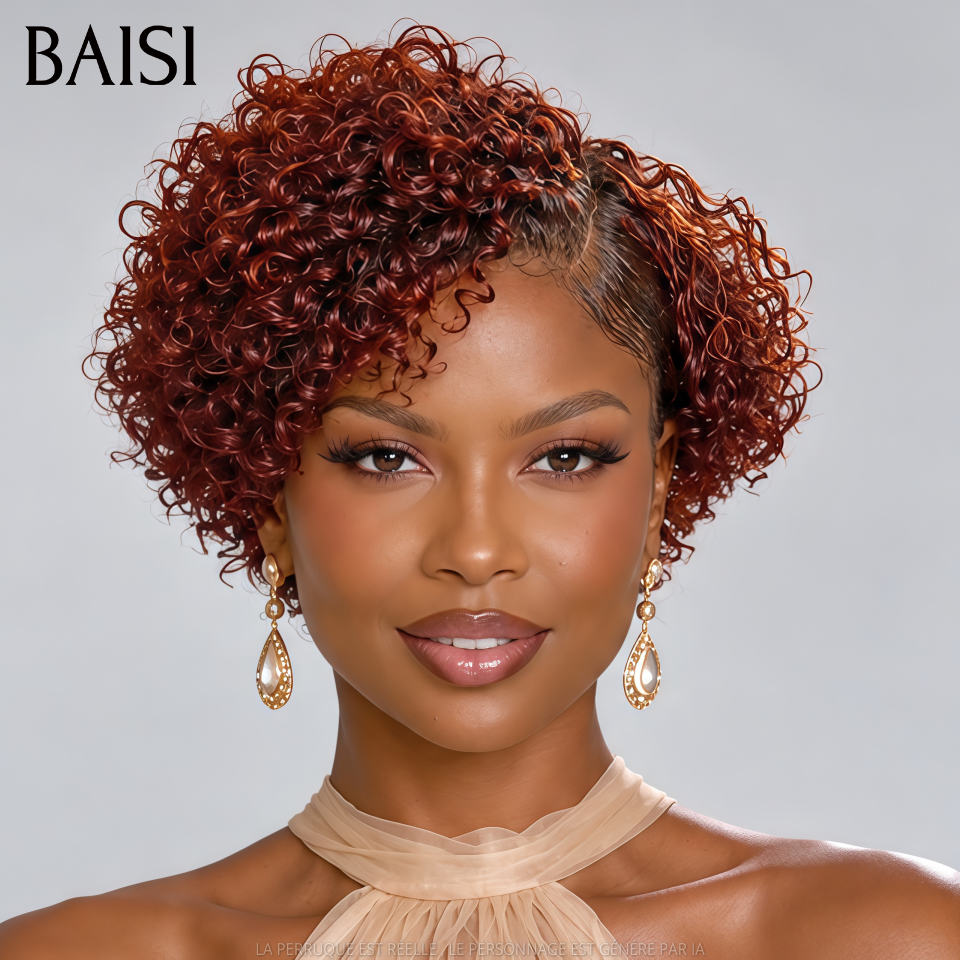 BAISI Perruque 13x4 Curly  8 pouce 79€ en Couleur #350 Top Modèle en 100% Cheveux humains