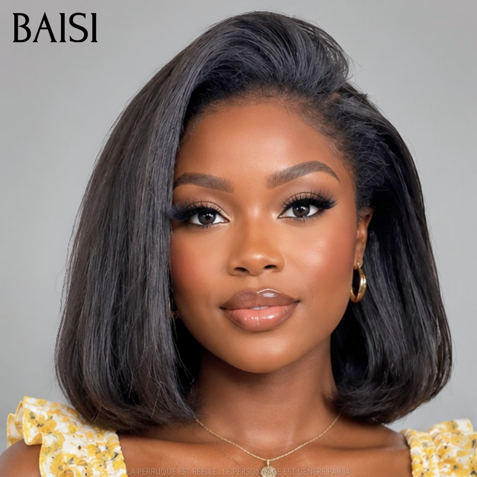 BAISI 13x4 lace frontal NOIR Kinky straight 10 Pouces Perruque BOB 85€ en 100% cheveux humains