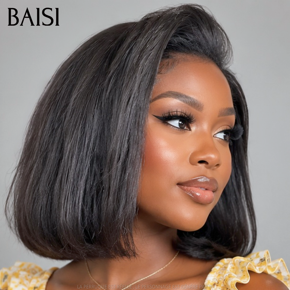 BAISI 13x4 lace frontal NOIR Kinky straight 10 Pouces Perruque BOB 85€ en 100% cheveux humains