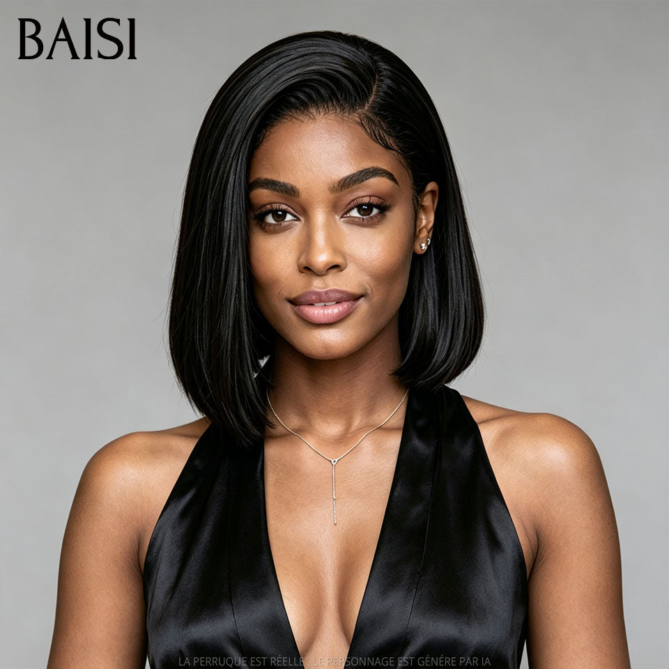 BAISI 13x4 lace Lot de 2 Perruques Pixie Curly + Bob Lisse 96€ Couleur Noir Pour Revendre ou Pour Sois Idéal en Eté en 100% Cheveux Humains