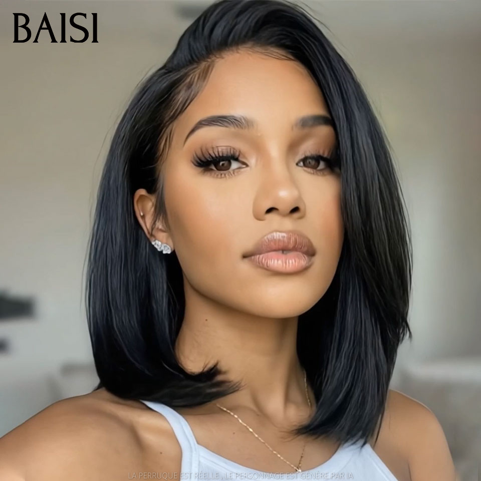 BAISI vente flash perruque bob carré frontale 12 pouce en Marron pixie moitié prix en 100% vrais cheveux humains MP50