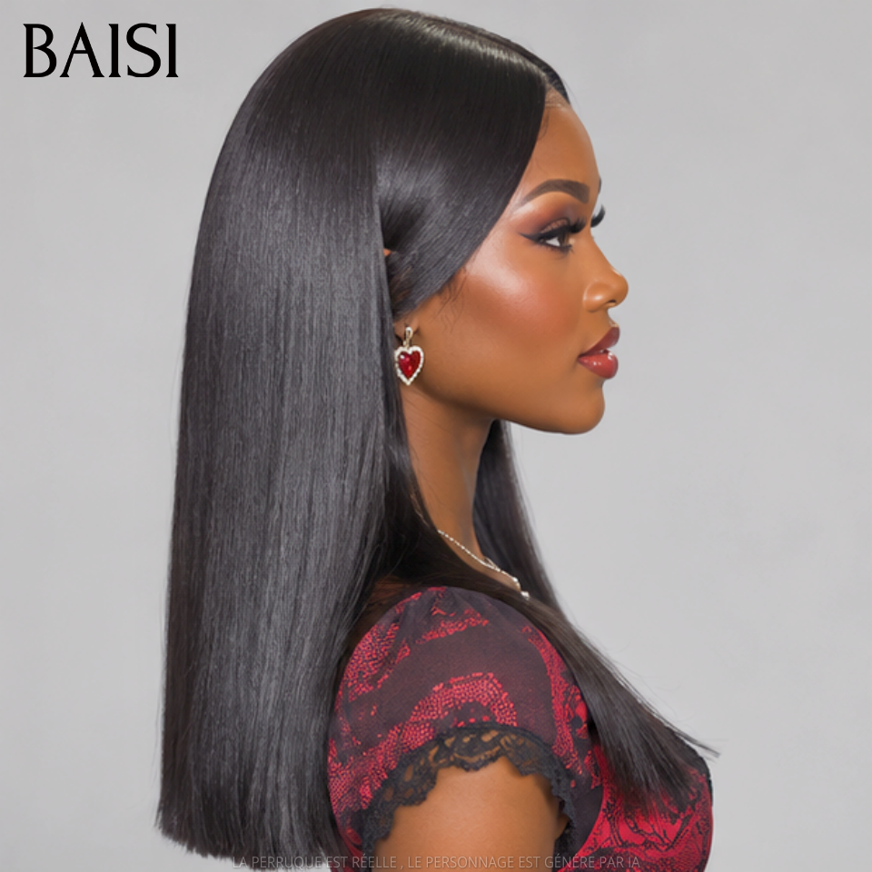 BAISI 2X6 Lace Perruque Bob Lisse 100% Vietnam Hair Couleur noir SDD Bone Straight Disponible en 12 et 14pouces Prix Pas Chèr  en 100% Cheveux Humains