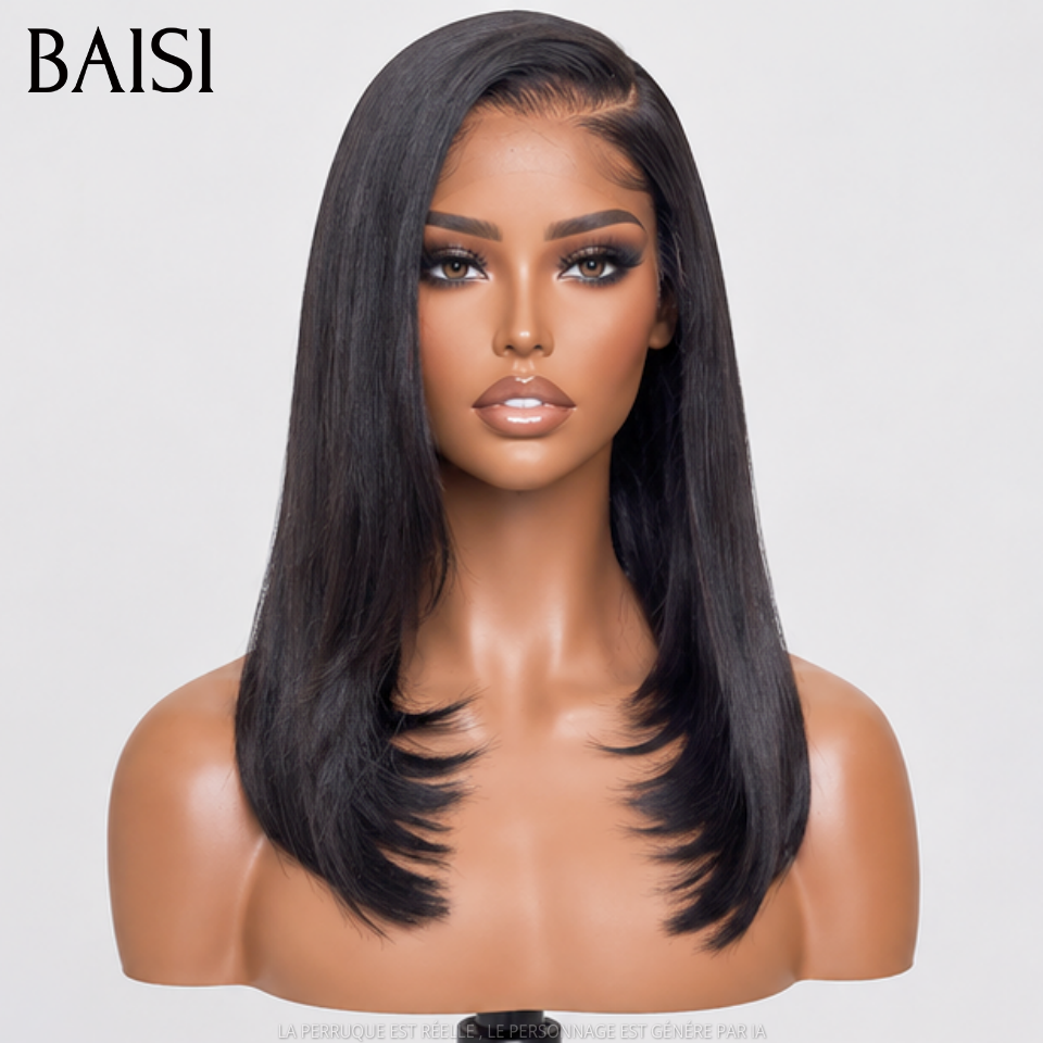 BAISI Frontale 13x4 lace tranparente BOB 14 Pouce 79€ lisse couleurs NOIR en 100% Cheveux Humains