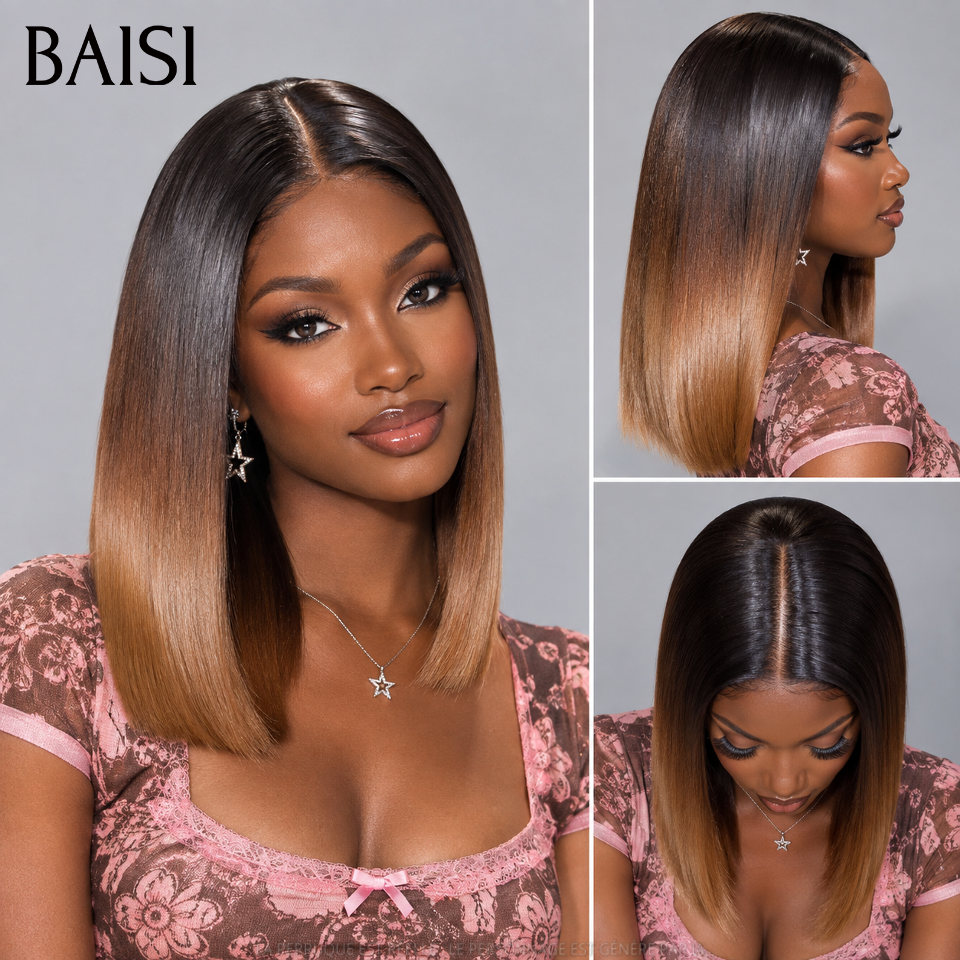 BAISI 2X6 Perruque Vietnam Hair Lisse SDD BONE en couleur Marron 1BT4# MOITIE PRIX en 100% Cheveux Humains