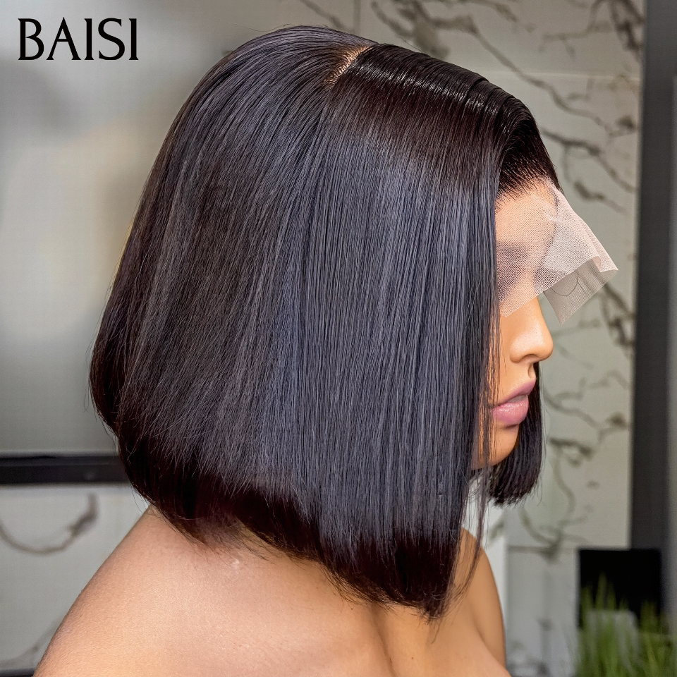 BAISI 4x4 Lace Perruque Bob Lisse 10Pouces 65€ Ou vente flash 7 Perruques 499€ en France Lisse et egg wave et body wave 100%  human hair