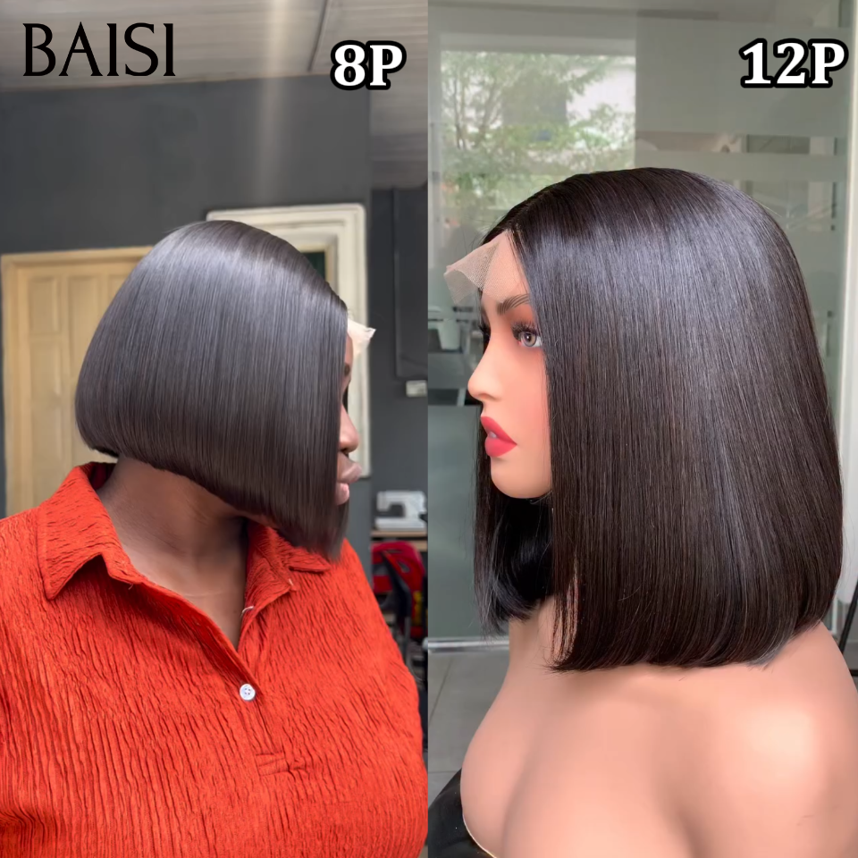 BAISI HAIR FR Liso com Franja 8 Polegadas em França 58€ ou 2 Cortes Chineses Preto e Castanho 129€ em 100% Cabelo Humano