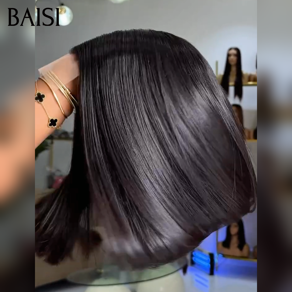BAISI 5x5 HD Lace Perruque Bob Lisse 8Pouces 139€ et 10Pouces 169€ Couleur Noir 1B# 100% Vietnam Hair SDD Bone Straight Ultra Luxe en 100% Cheveux humains