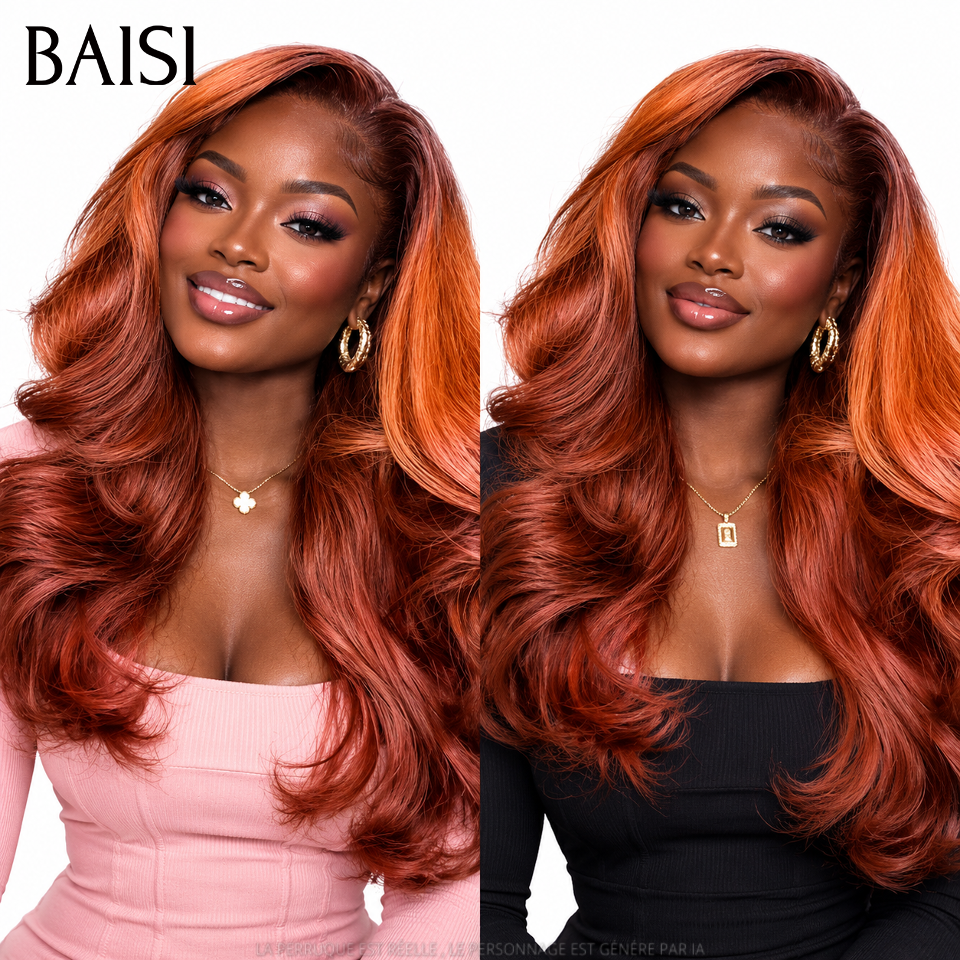 BAISI 13X4 lace Perruque Bouclée Body Wave Couleurs personnalisées orange #4T#350 18 Pouces 99€ en 100% Cheveux Humains