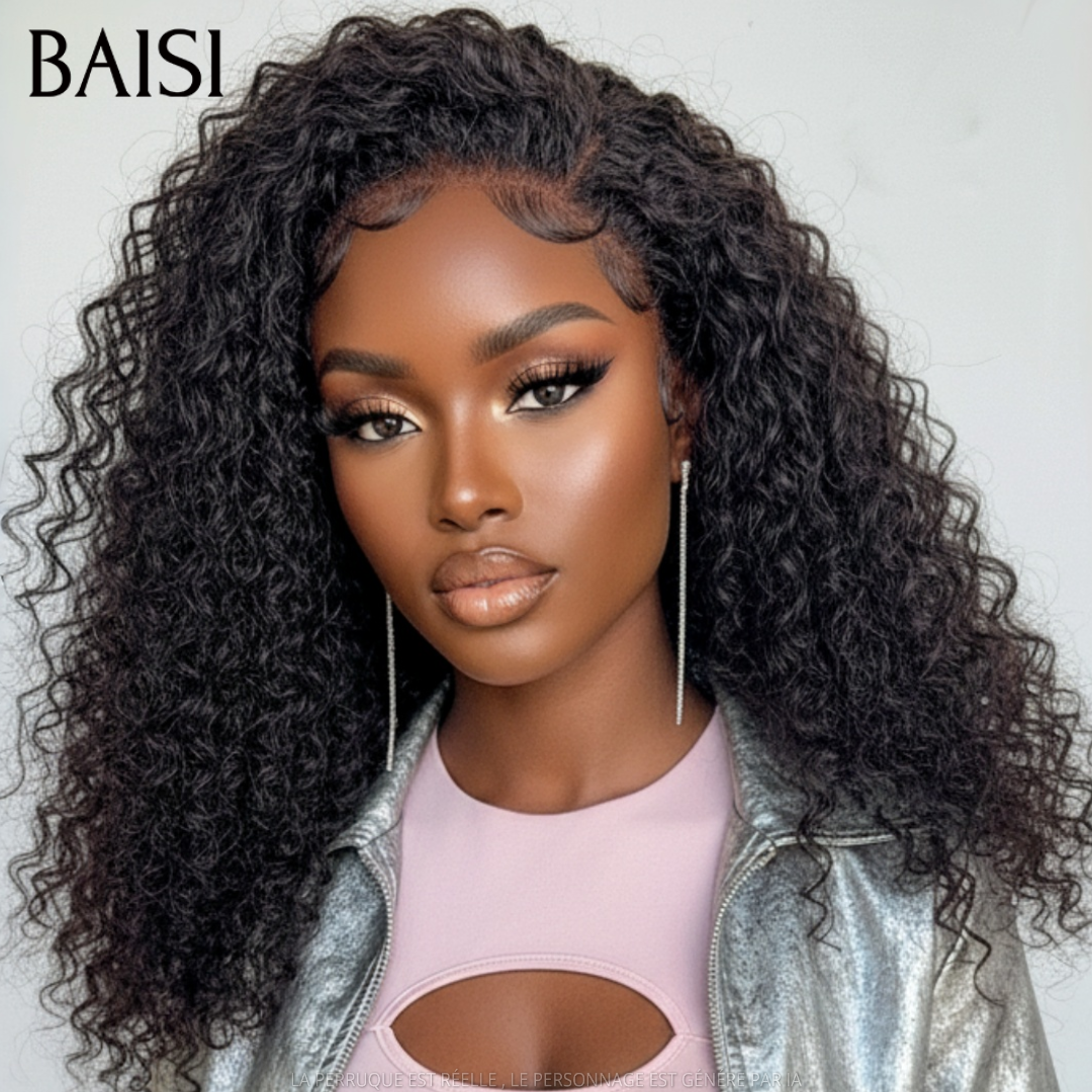 BAISI 13x4 Lace Perruque Curly Wave Couleur Noir  1B# 18Pouces 99€ Très Bonne Qualité Déjà En France en 100% Cheveux humains TVA 0€