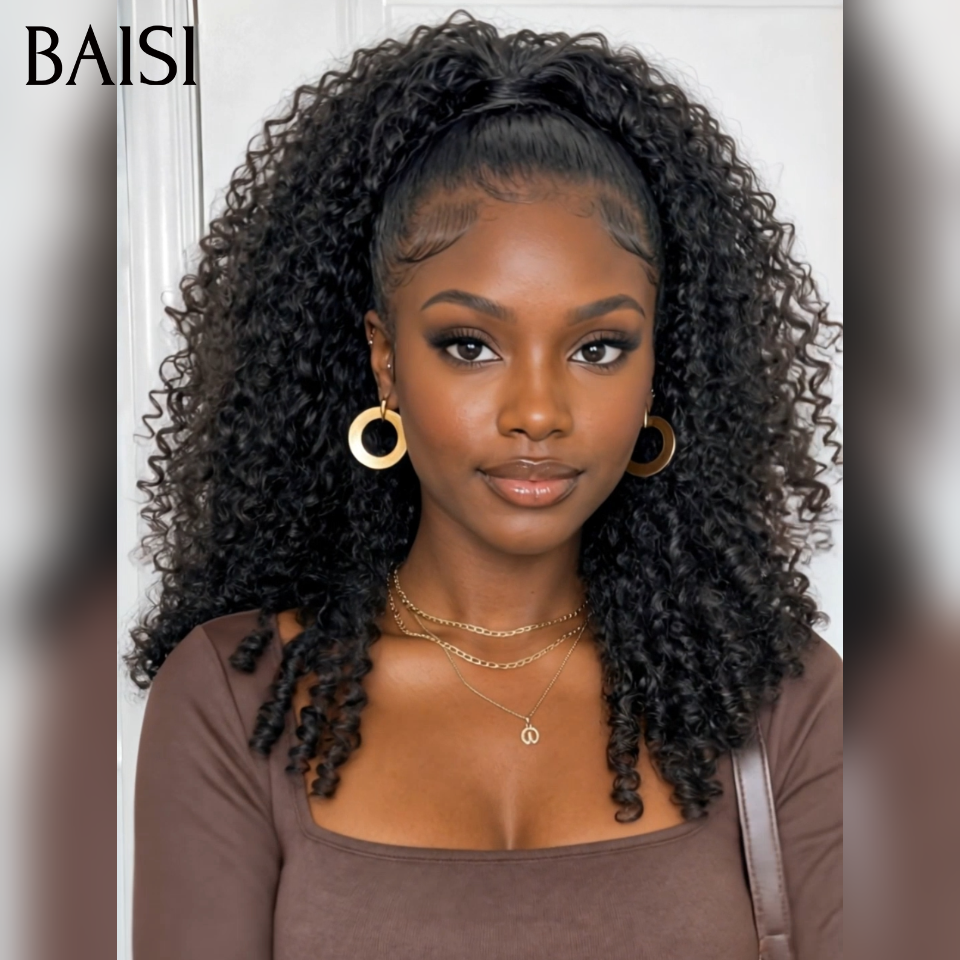 BAISI 13X4 Perruques de Luxe Burmese curly 16Pouces 176€ Prix Abordable Meilleure Qualité Déjà Coiffée fabriqué par des mèches 100% vièrges volume 250% densité MP50