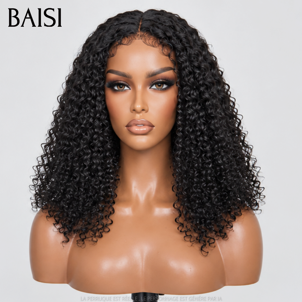 BAISI 5x5 HD Lace Closure  Perruque Curly Vietnam Hair 14Pouces ou 18Pouces Couleur Noir #1B ou Couleur Marron 4#  250% Densité Super Qualité  Ultra Naturel en 100% Cheveux humains