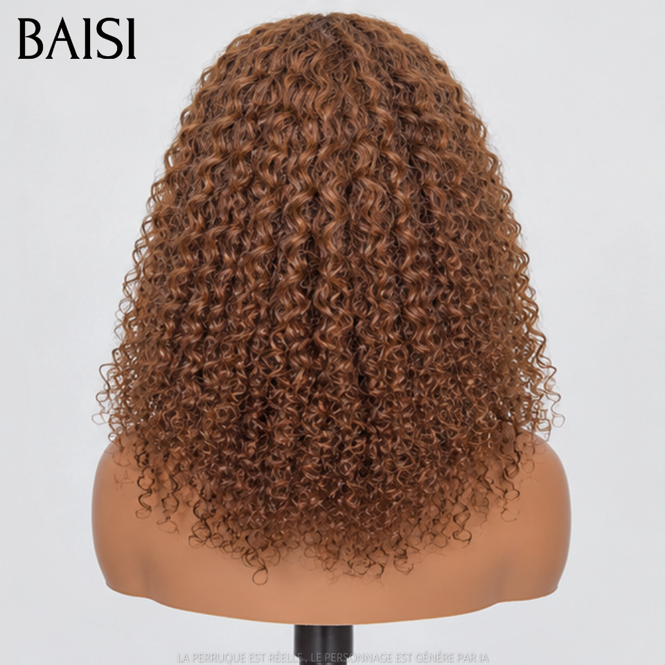 BAISI 5x5 HD Lace Closure  Perruque Curly Vietnam Hair 14Pouces ou 18Pouces Couleur Noir #1B ou Couleur Marron 4#  250% Densité Super Qualité  Ultra Naturel en 100% Cheveux humains