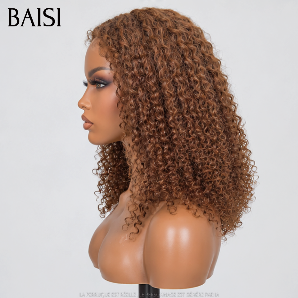 BAISI 5x5 HD Lace Closure  Perruque Curly Vietnam Hair 14Pouces ou 18Pouces Couleur Noir #1B ou Couleur Marron 4#  250% Densité Super Qualité  Ultra Naturel en 100% Cheveux humains