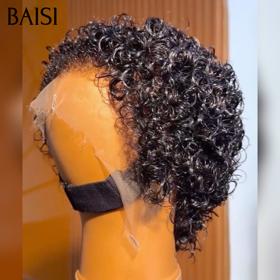 BAISi 13x4 Lace Perruque Pixie Wave Courte 6Pouces 55€ ou Body Wave Ondulée 10Pouces 58€ Ou 6 Perruques 350€ prix abordable pour business bcp de couleurs noir marron mixte bordeaux jolie texture lisse wave egg curly afro en 100% cheveux humains
