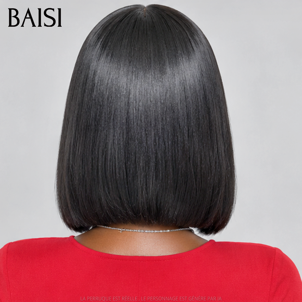 BAISI 13x4 Lace Perruque Bob Lisse Couleur Noir 1B# 10 Pouces 79€ Pratique Au Travail ou Au Quotidien en 100% Cheveux humains