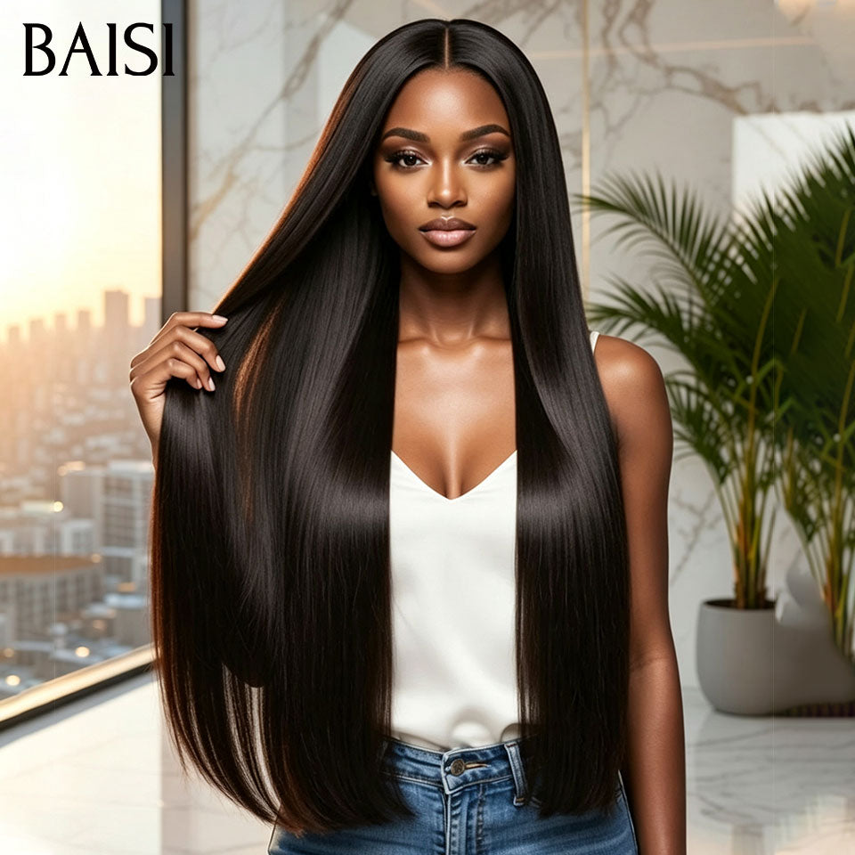 BAISI  13x4 Lace 2 Perruques 200€ Seulement Prix Spécial Pour Revendre Texture Lisse 24 Pouces  + Body wave 22 Pouces  NOIR 200% densité en 100% cheveux humains Stocks Limités