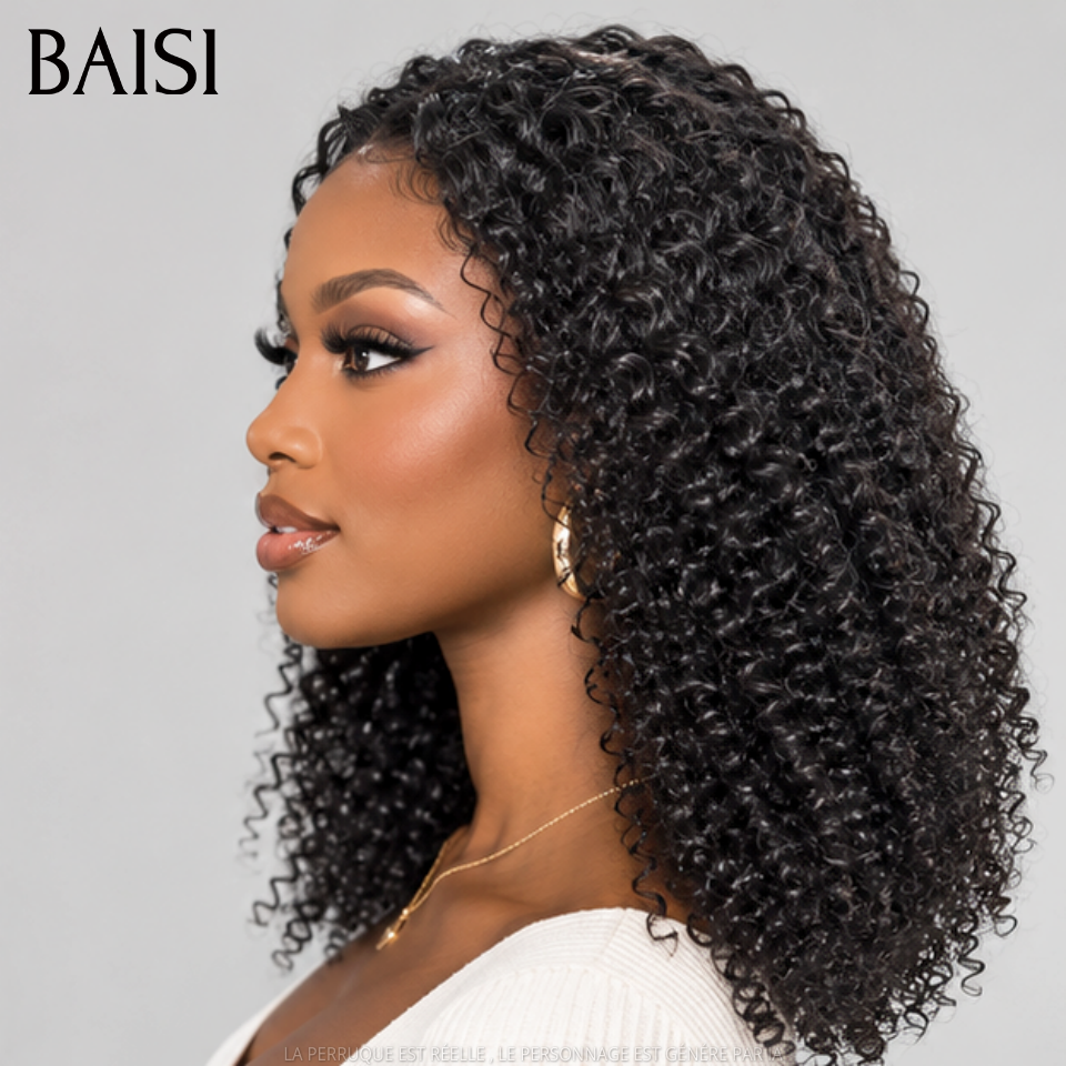 BAISI 13x4 Peruca Lace Crépus Kinky Straight Já penteada como na foto Cor Preto 1B# 20 Polegadas 148€ Beleza Incomparável em 100% cabelo humano