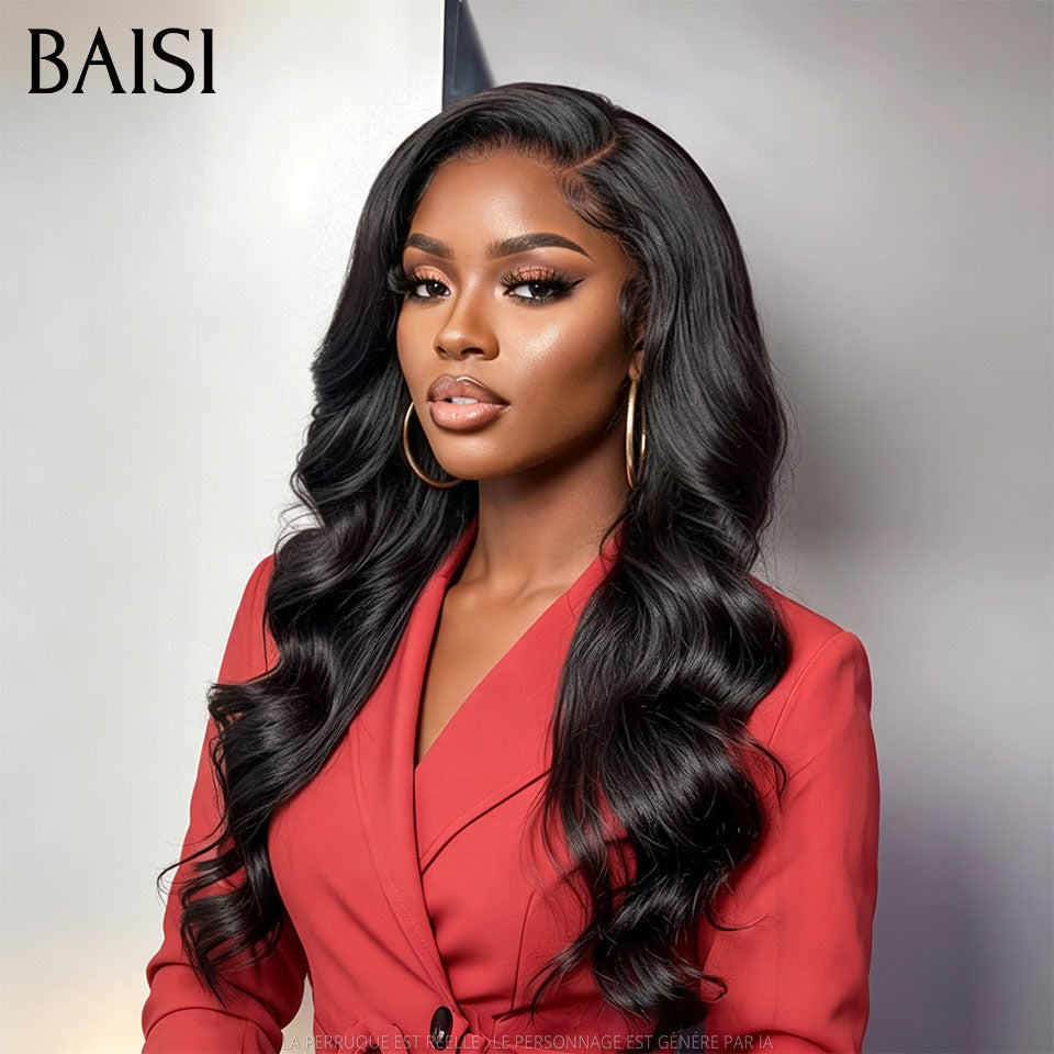 BAISI 13x4 lace Lot de 2 Perruques Longue Lisse + Body Wave 20Pouces 176€ Couleur Noir Prix Très Abordable en 100% Cheveux Humains  Déjà En France  Livraison 48H  TVA 0€