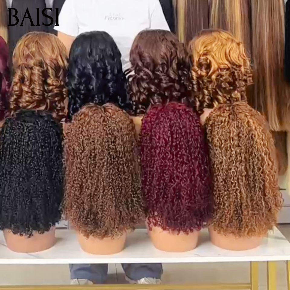 BAISI 13x4 Lace Lot de 10 Perruques Curly et Egg Wave Bien Fournie 250% Densité Toutes les 5 Couleurs Disponibles Qualité au Rendez-Vous en 100% Cheveux humains