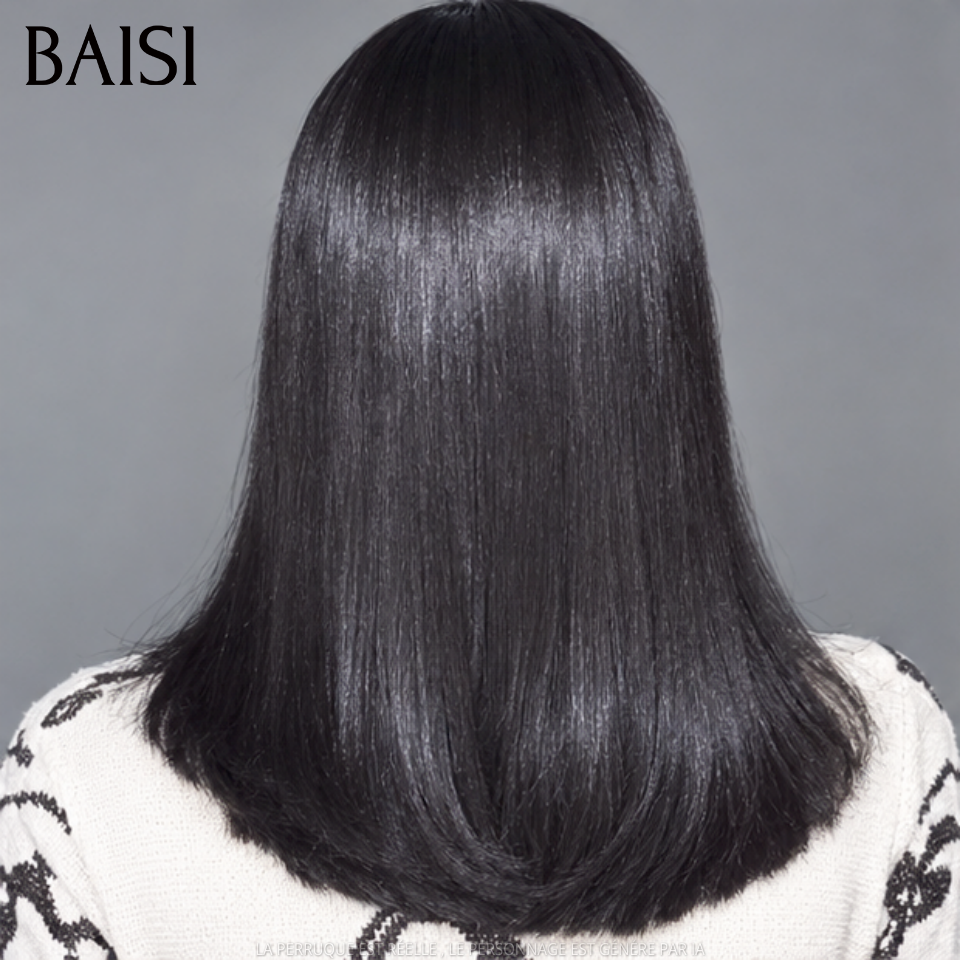 BAISI 5x5 HD lace Invisible Perruque Lisse Bob SDD BONE STRAIGHT en Noir en 100% Cheveux Humains 200% Densité