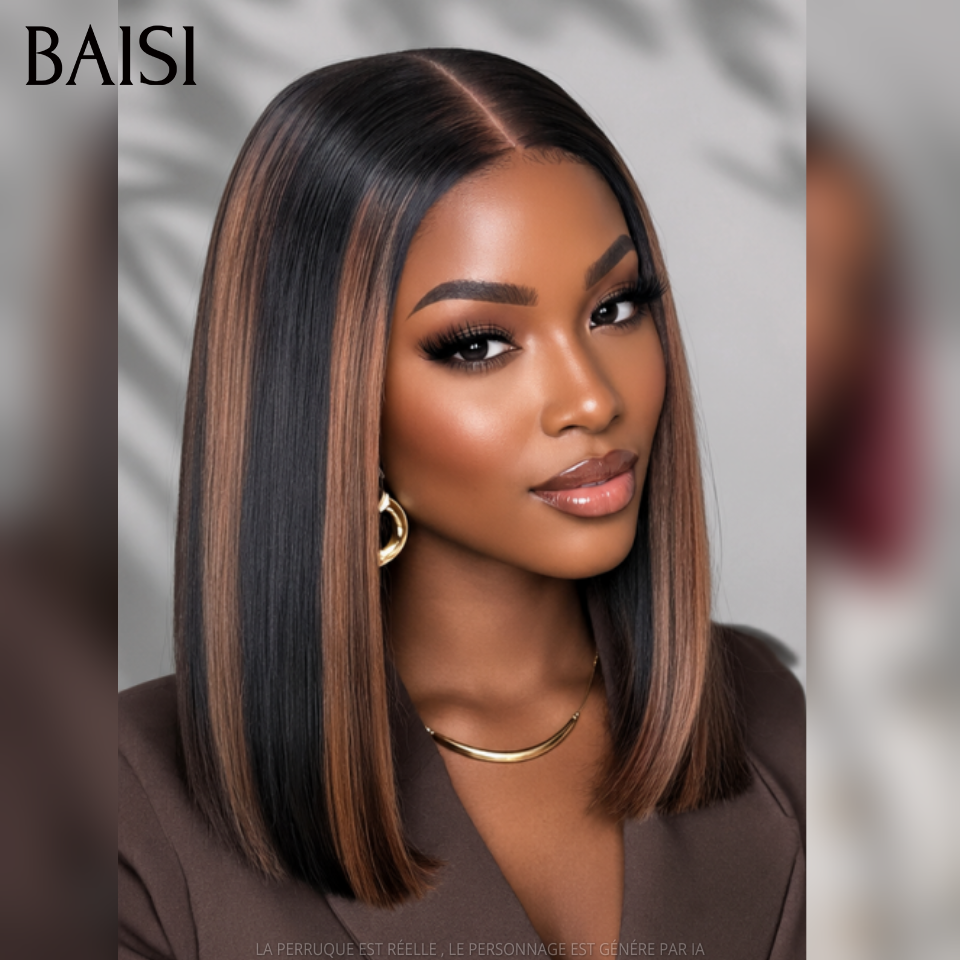 BAISI 100% Vietnam Hair lace closure Perruques Lisse BOB DE luxe plus Accessoirs en 2 couleurs Bordeaux ou Marron PROMO Offre spéciale en 100% vrais cheveux humains