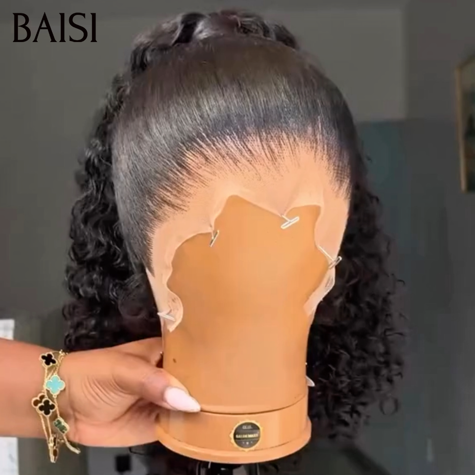 BAISI 13x4 lace ou 360 Lace Perruque Coiffée Curly Wave Coiffure 100% Identique Déjà Prête à Porter Pour la Vie Quotidienne en 100% Cheveux humains