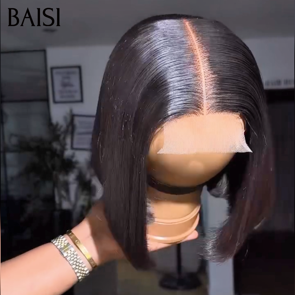 BAISI 2x6 Lace Perruque 100% Vietnam Hair bob Lisse Noir 8pouces à 14 Pouces Deja En France Facile Qualité De Dingue en 100% Cheveux Humains