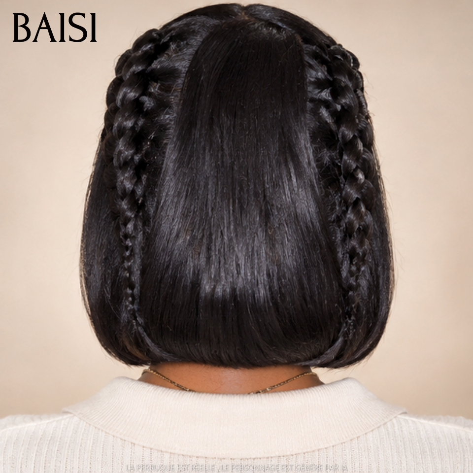 BAISI 13x4 Lace Perruque Coiffée 10 Pouces 108€ Couleur Noir 1B# Coiffure Fanatique en 100% Cheveux humains
